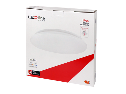 LED PLAFON Deckenleuchte 18W rund 1450lm IP44 mit Bewegungsmelder 120° Warmweiss 3000K