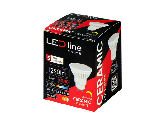 LED-line Premium LED GU10 10W = 100W Reflektor 1250lm 120° Keramik 170-250V Kaltweiss 6500K DIMMBAR