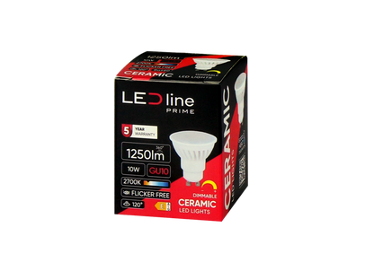 LED-line Premium LED GU10 10W = 100W Reflektor 1250lm 120° Keramik 170-250V Warmweiss 2700K DIMMBAR