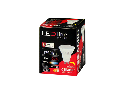 LED-line Premium LED GU10 10W = 100W Reflektor 1250lm 120° Keramik 170-250V Warmweiss 2700K DIMMBAR