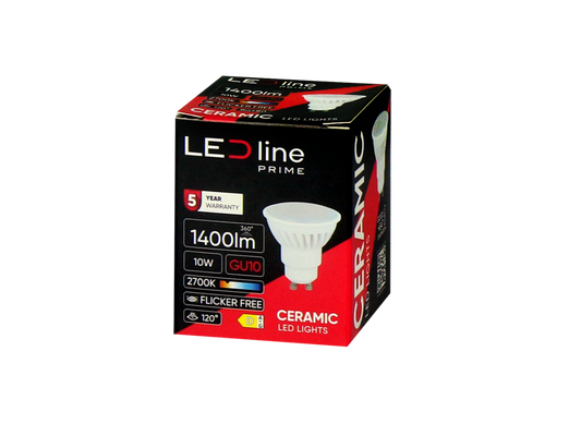 LED-line Premium LED GU10 10W = 100W Reflektor 1400lm 120° Keramik 170-250V Warmweiss 2700K