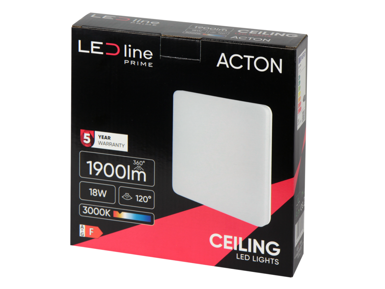 LED ACTON Deckenleuchte 18W eckig 1900lm IP54 120° Warmweiss 3000K