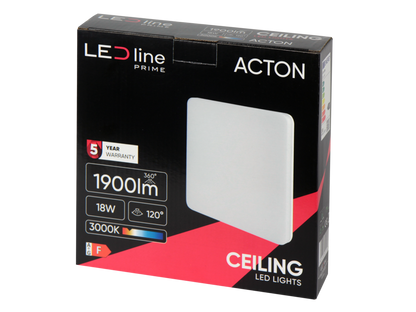 LED ACTON Deckenleuchte 18W eckig 1900lm IP54 120° Warmweiss 3000K