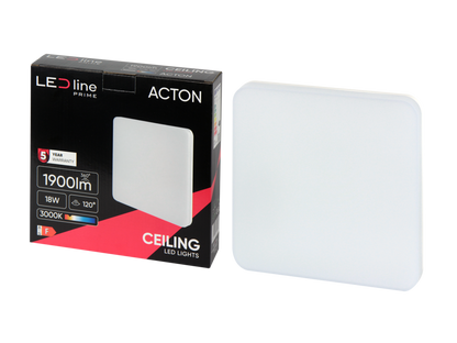 LED ACTON Deckenleuchte 18W eckig 1900lm IP54 120° Warmweiss 3000K
