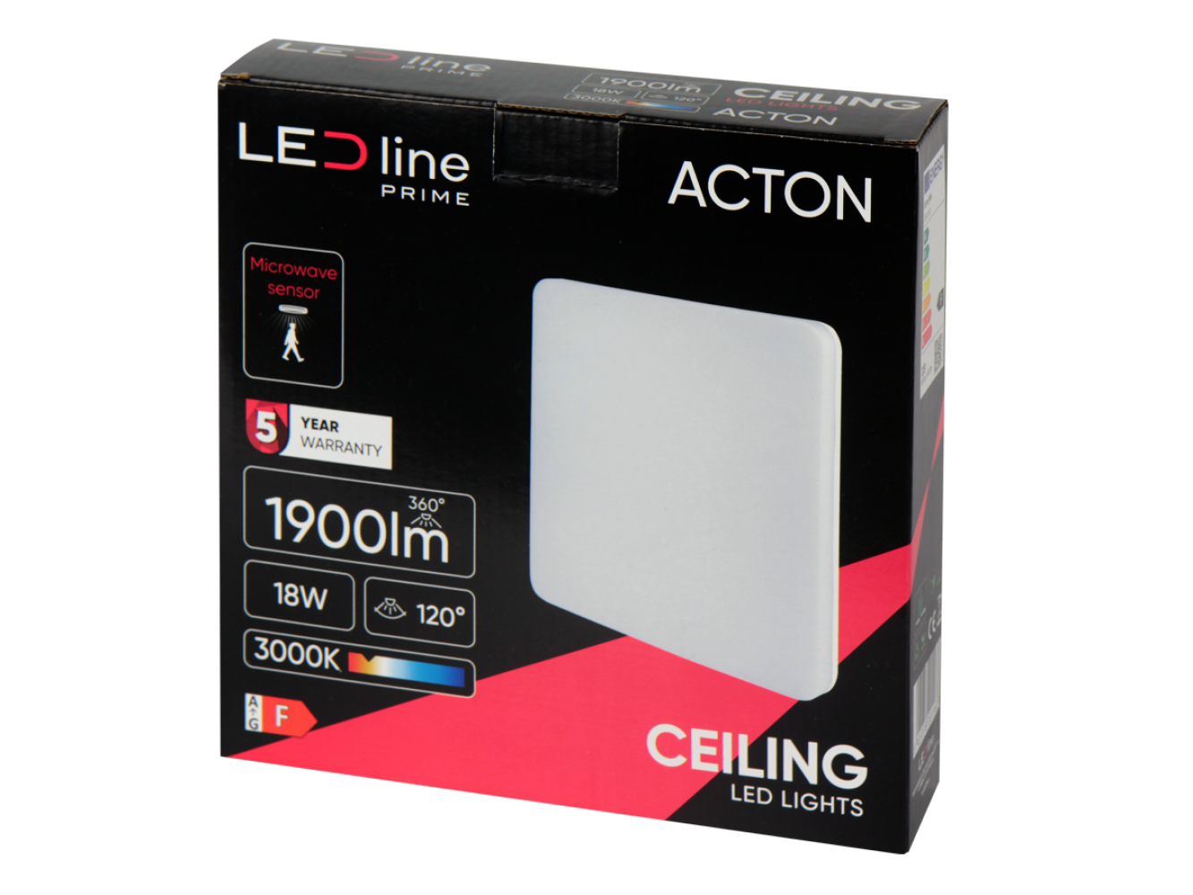 LED ACTON Deckenleuchte 18W eckig 1900lm IP54 mit Bewegungsmelder 120° Warmweiss 3000K
