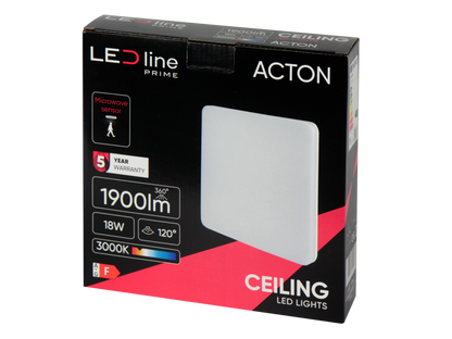 LED ACTON Deckenleuchte 18W eckig 1900lm IP54 mit Bewegungsmelder 120° Warmweiss 3000K