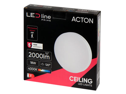 Deckenleuchte 18W rund 2000lm IP54 mit Bewegungsmelder 120° IK08 Neutralweiss 4000K
