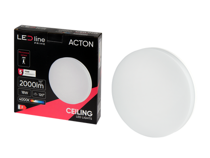 Deckenleuchte 18W rund 2000lm IP54 mit Bewegungsmelder 120° IK08 Neutralweiss 4000K
