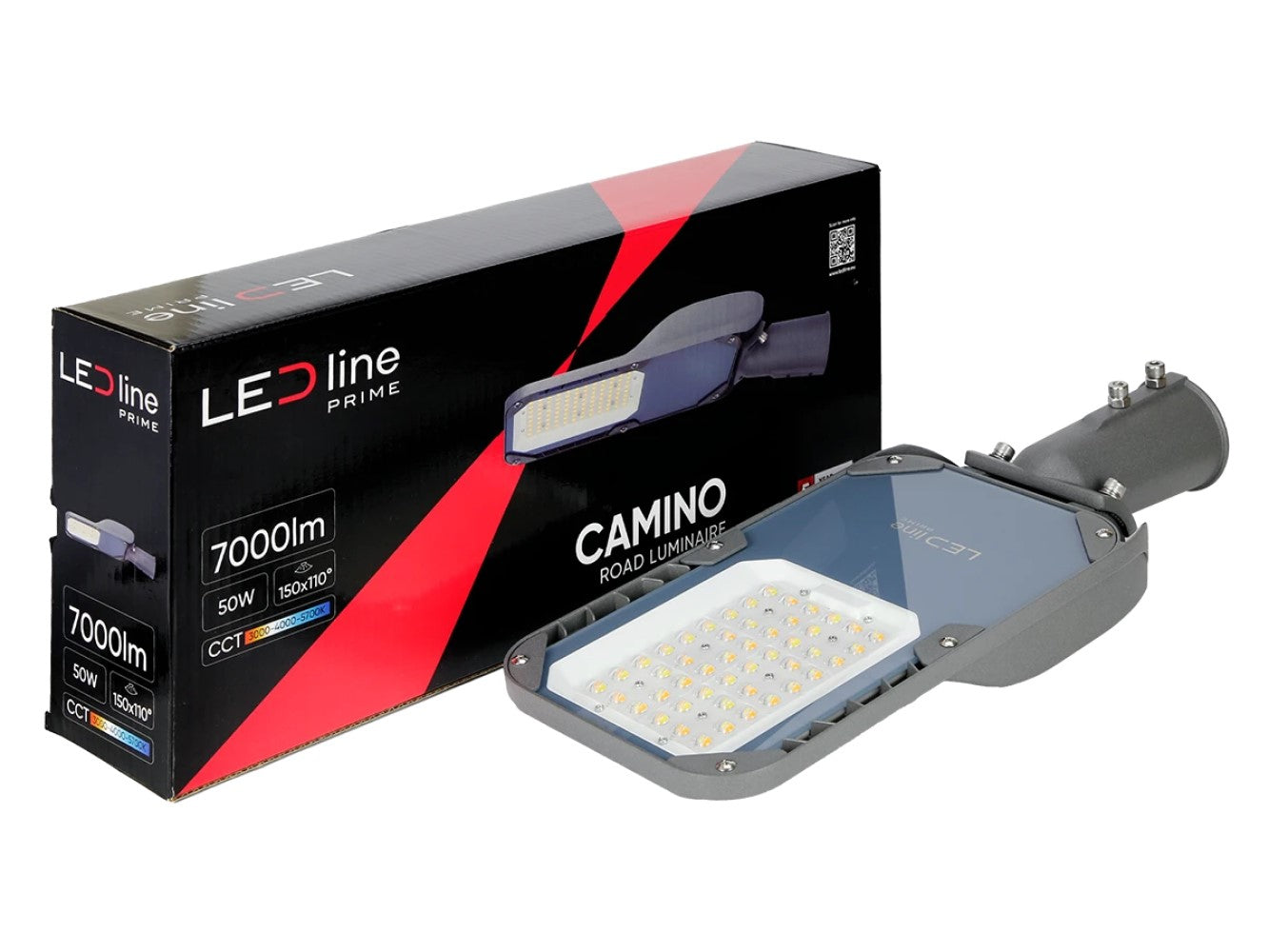 LED PRIME CAMINO Straßenleuchte 50W 7000lm IP66 grau IK08 Industrieleuchte 220-277V CCT 3000-5700K