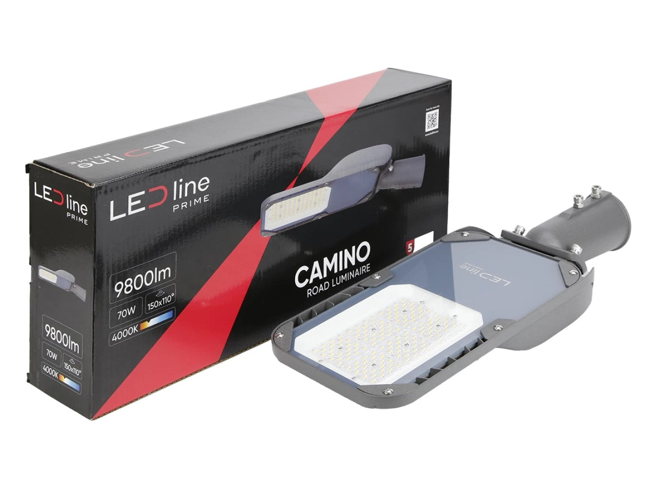 LED PRIME CAMINO Straßenleuchte 70W 9800lm IP66 grau IK08 Industrieleuchte 220-240V Neutralweiß 4000K
