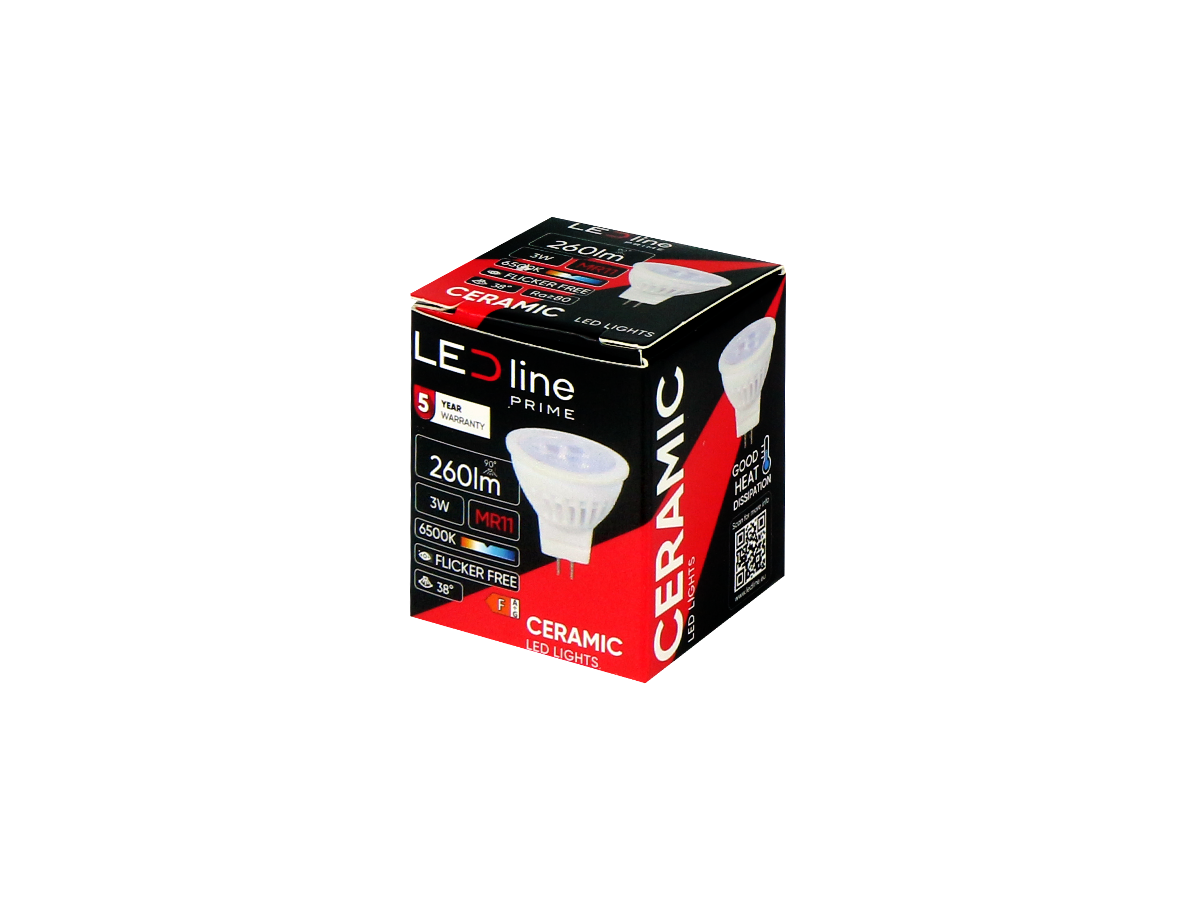 LED-line PRIME LED GU4 MR11 3W Reflektor 330lm 38° Keramik 10-14V AC/DC Kaltweiss 6500K