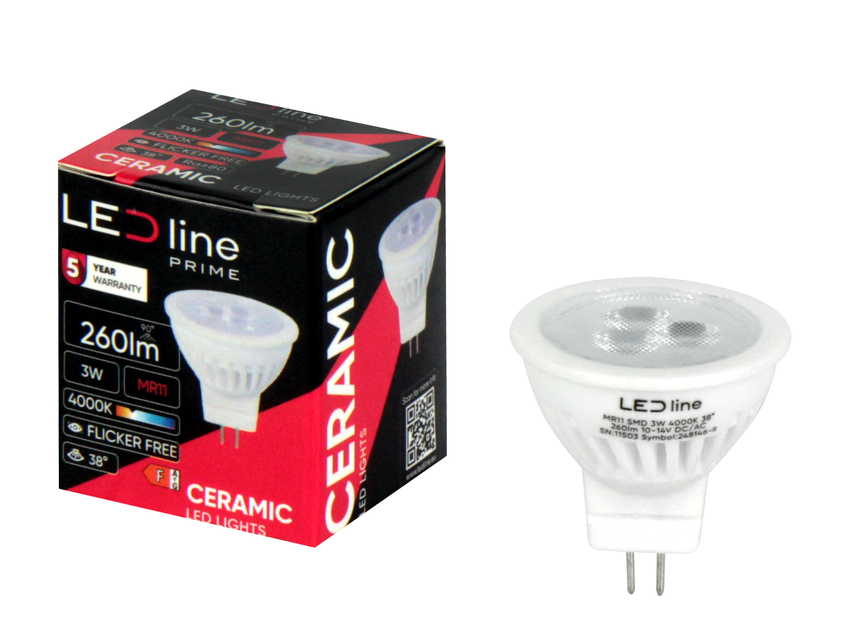 LED GU4 MR11 3W Reflektor 330lm 38° Keramik 10-14V AC/DC Neutralweiss 4000K