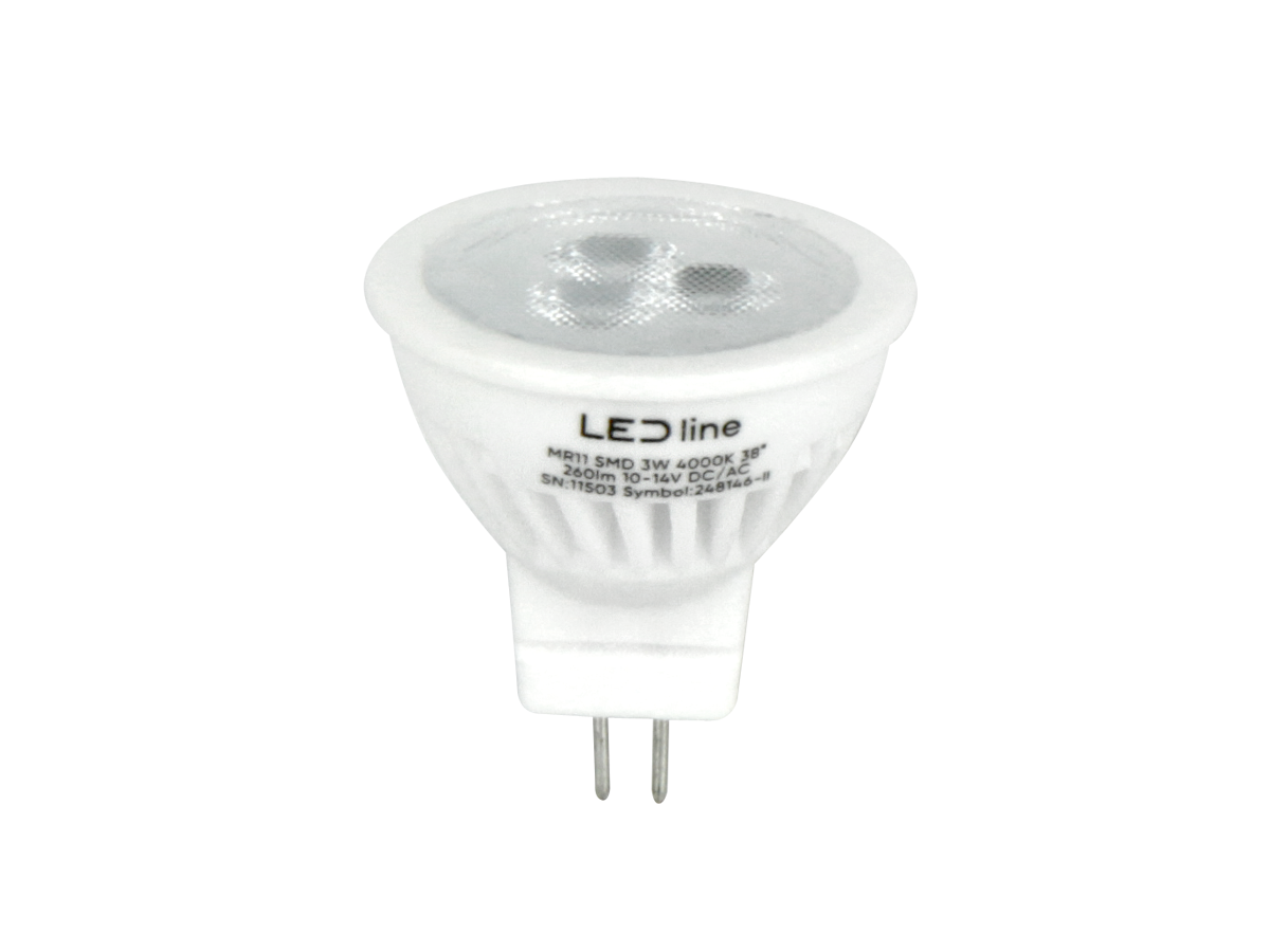 LED GU4 MR11 3W Reflektor 330lm 38° Keramik 10-14V AC/DC Neutralweiss 4000K