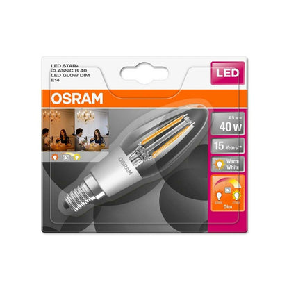 LED E14 B40 Kerze Filament klar 4,5W = 40W 470lm Warm 2200K-2700K DIMMBAR