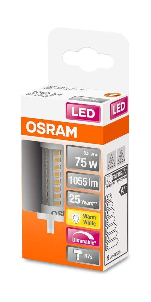 LED R7S 8.5W = 75W Stablampe 1055lm 230V Warmweiss 2700K DIMMBAR