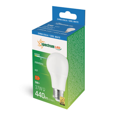 Spectrum LED E27 A55 5W = 37W Birne 270° 440lm 230V Kaltweiß 6000K