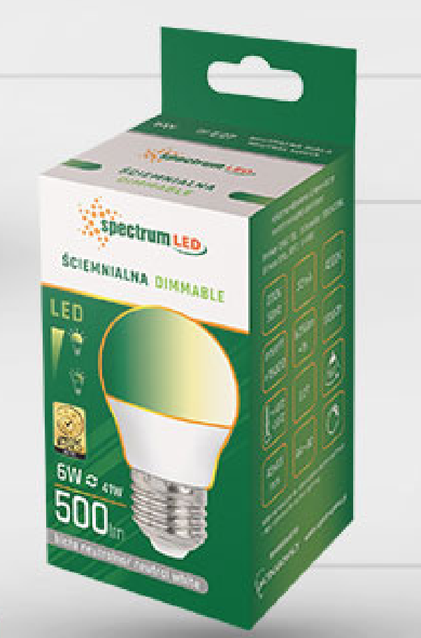 Spectrum LED E27 G45 Tropfen 6W = 41W Kugel 500lm Lampe Birne Neutralweiß 4000K DIMMBAR