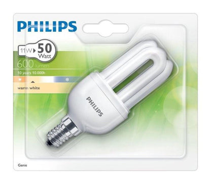 E14 Energiesparlampe Genie 11W = 50W 600lm Spirale Warmweiß 2700K