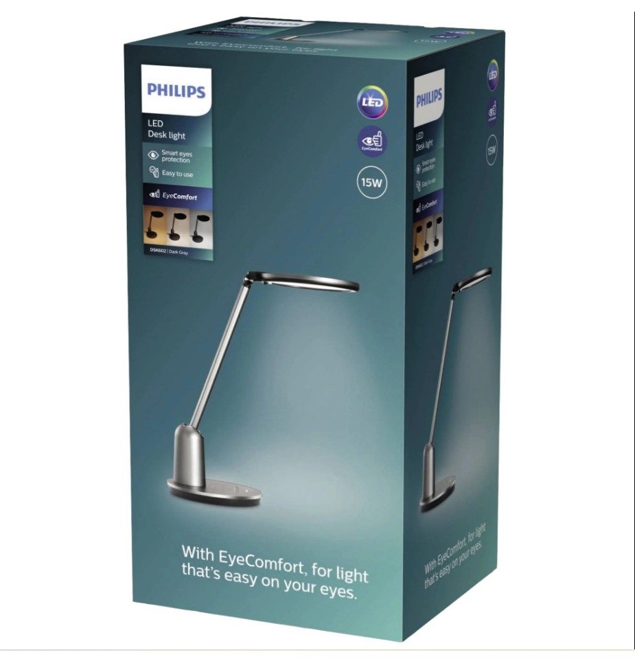 LED Einstein 15W Tischlampe 630lm DSK602 Grau SceneSwitch 2800-5100K DIMMBAR
