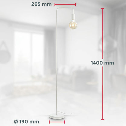 BK Licht floor lamp 1-flame BKL1391 Scandinavian max.10W E27 Retro Arch IP20 white