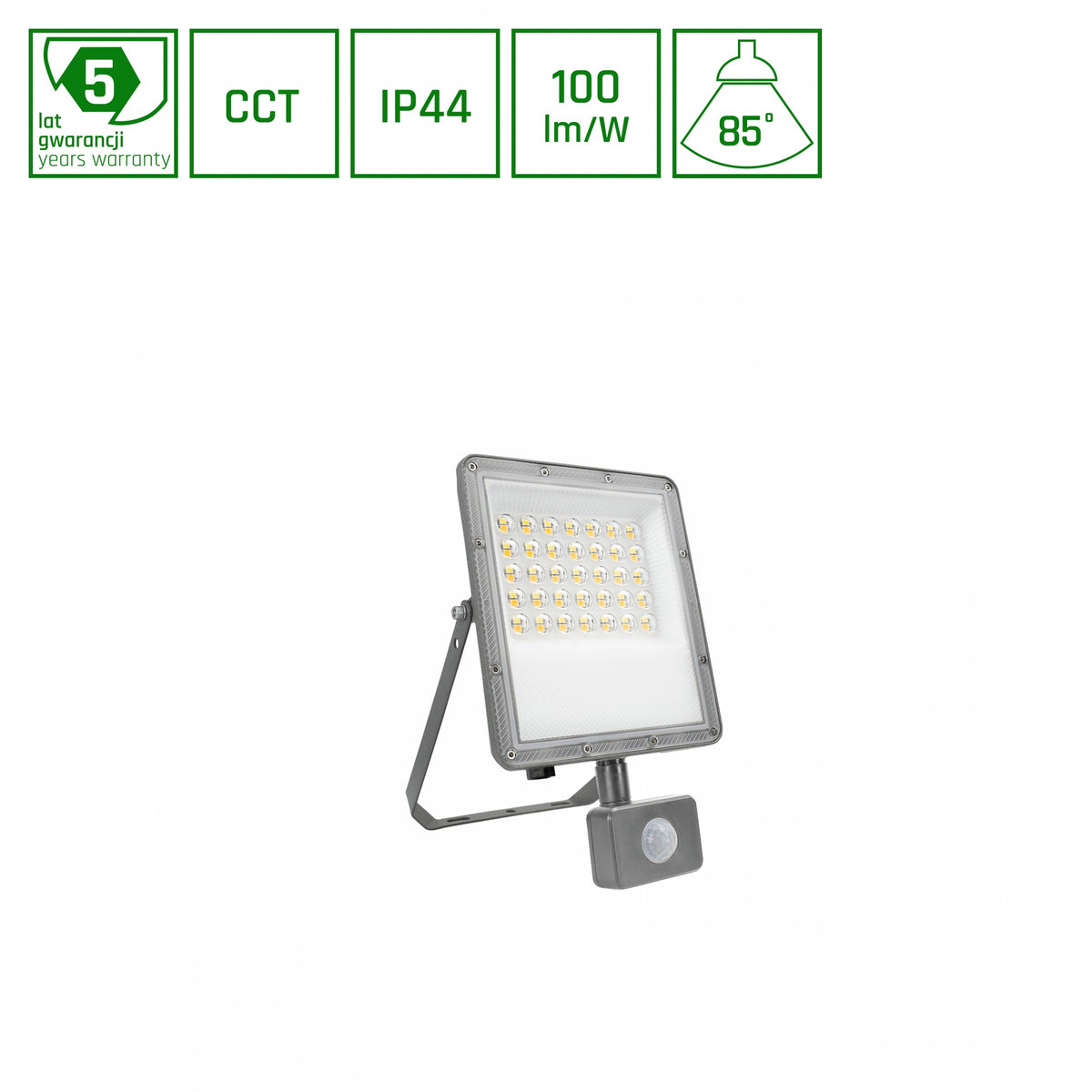 NOCTIS LED Fluter Außenleuchte mit Bewegungsmelder 30W IP65/IP44 CCT Grau