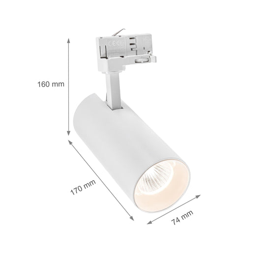 ANDROMEDA LED Stromschienenstrahler 3-Phasen 25W 36° Warmweiß Weiß