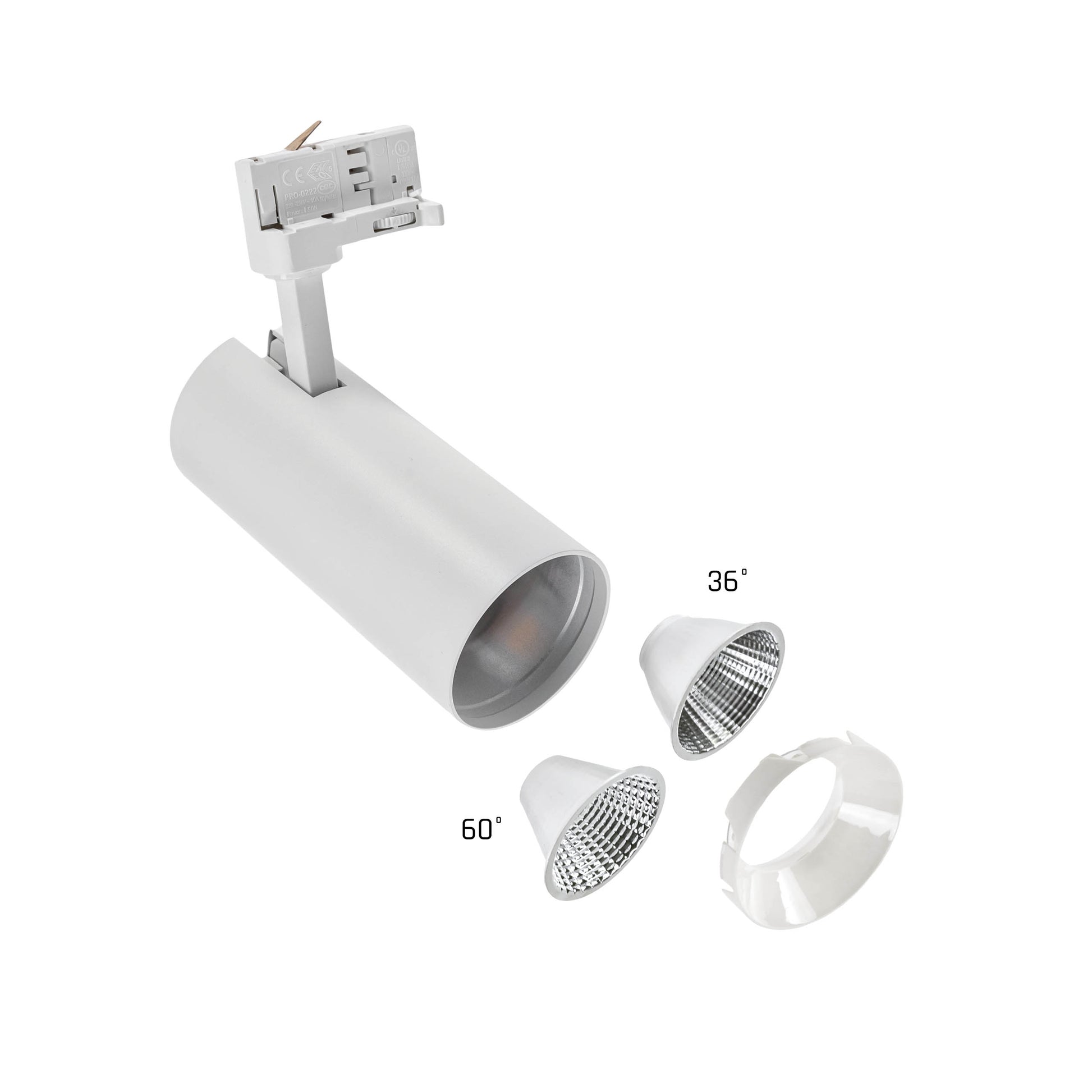 ANDROMEDA LED Stromschienenstrahler 3-Phasen 25W 36° Warmweiß Weiß