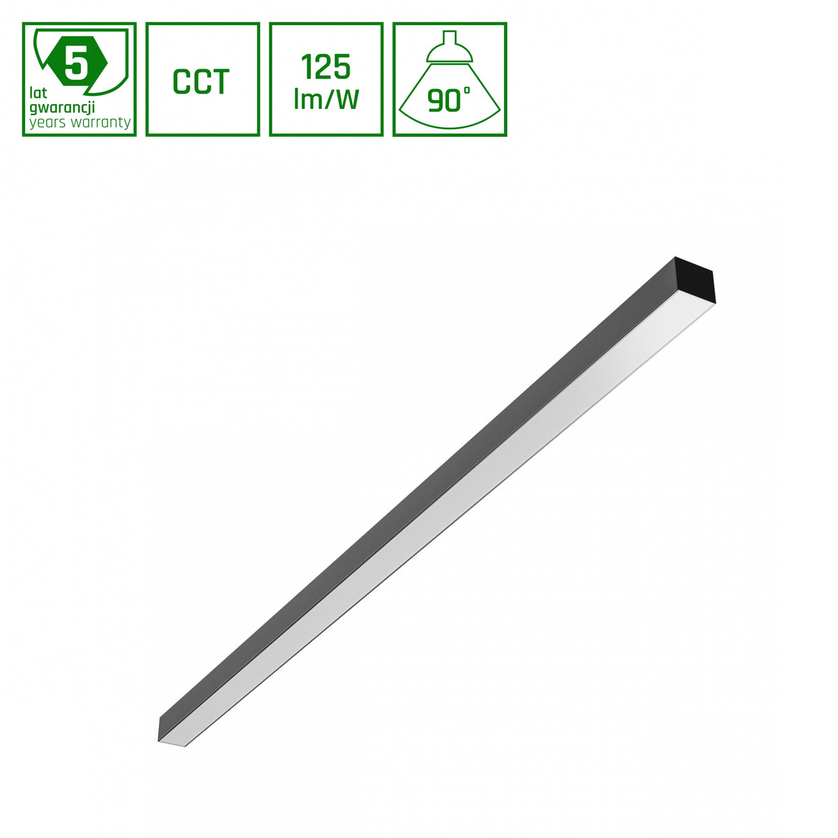 ALLDAY BASIC LED Deckenleuchte 120cm Hängeleuchte 40W 90° CCT UGR<19 Schwarz blendfrei