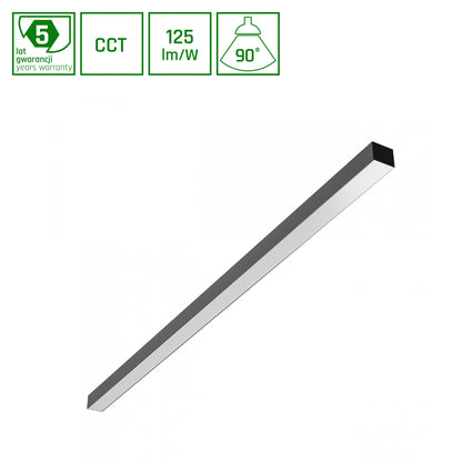 ALLDAY BASIC LED Deckenleuchte 120cm Hängeleuchte 40W 90° CCT UGR<19 Schwarz blendfrei