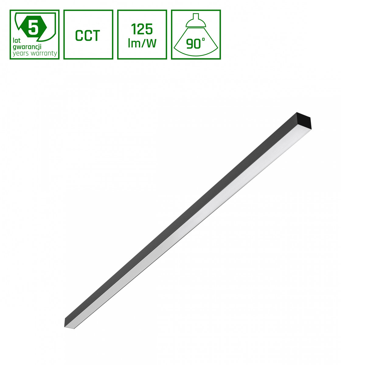 ALLDAY BASIC LED Deckenleuchte 150cm Hängeleuchte 30-50W 90° CCT UGR<19 Schwarz blendfrei