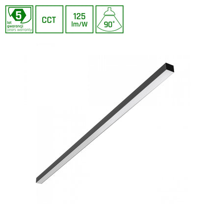 ALLDAY BASIC LED Deckenleuchte 150cm Hängeleuchte 30-50W 90° CCT UGR<19 Schwarz blendfrei