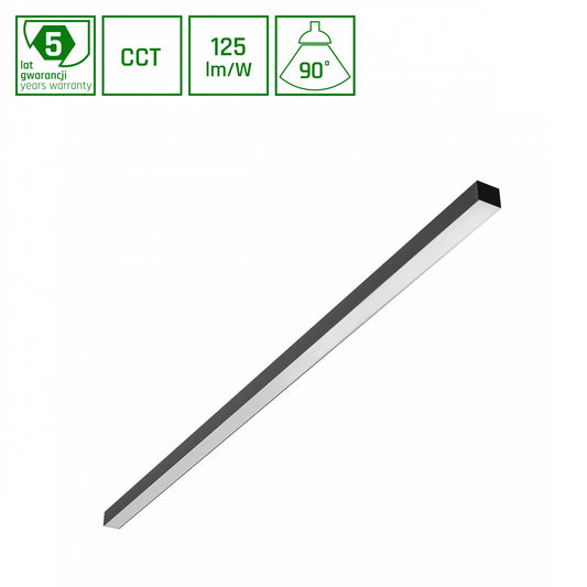 ALLDAY BASIC LED Deckenleuchte 150cm Hängeleuchte 50W 90° CCT UGR<19 Schwarz blendfrei
