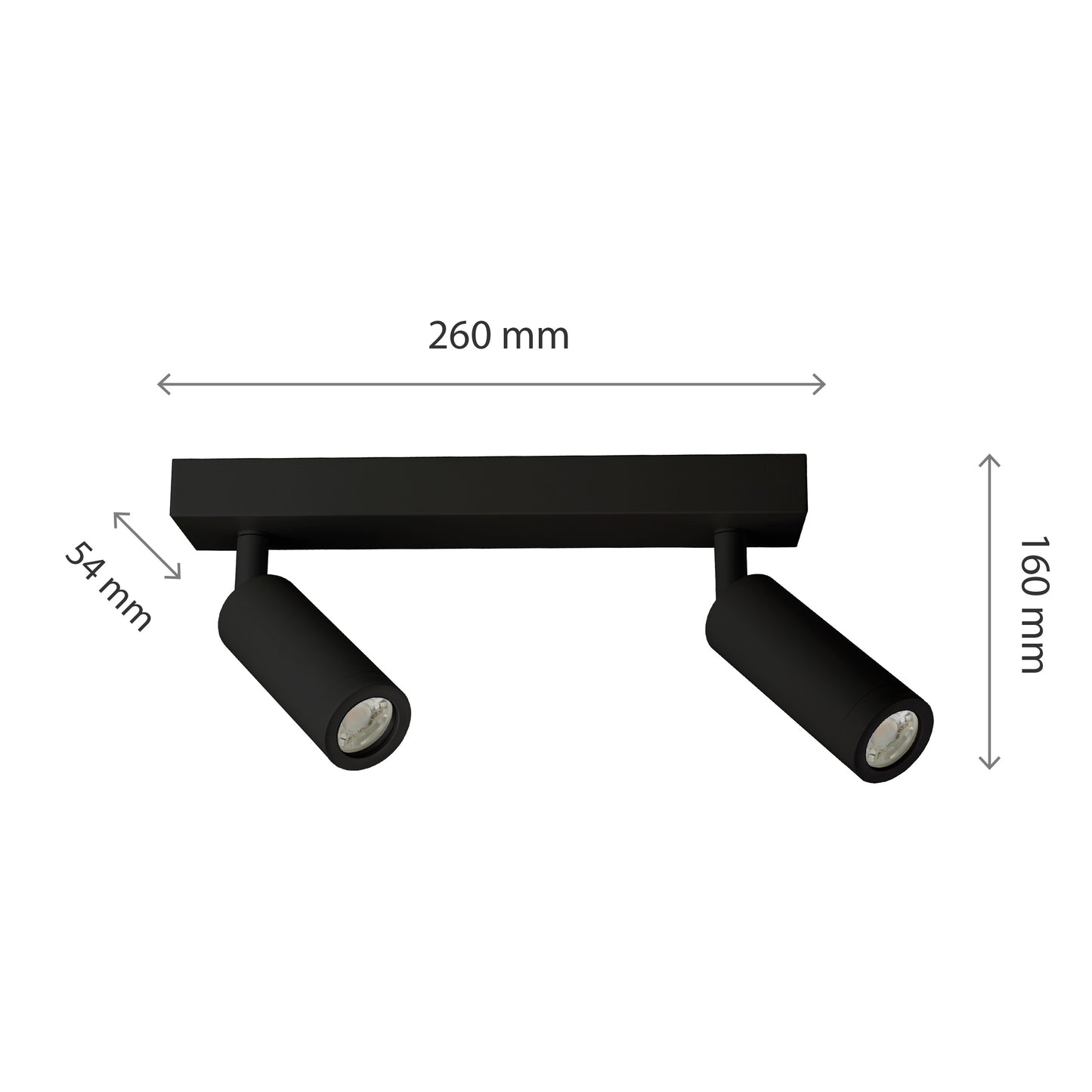 Spectrum LED Deckenleuchte Madara Slim 2x GU10 MR11 schwenkbar IP20 schwarz max. 4W rund