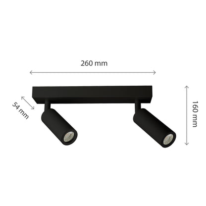 Spectrum LED Deckenleuchte Madara Slim 2x GU10 MR11 schwenkbar IP20 schwarz max. 4W rund
