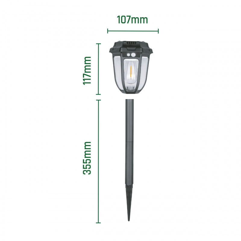 SOLARA RUSTICA LED Solarleuchte Garten mit Bewegungsmelder 1W Erdspieß Warmweiß