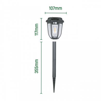 SOLARA RUSTICA LED Solarleuchte Garten mit Bewegungsmelder 1W Erdspieß Warmweiß