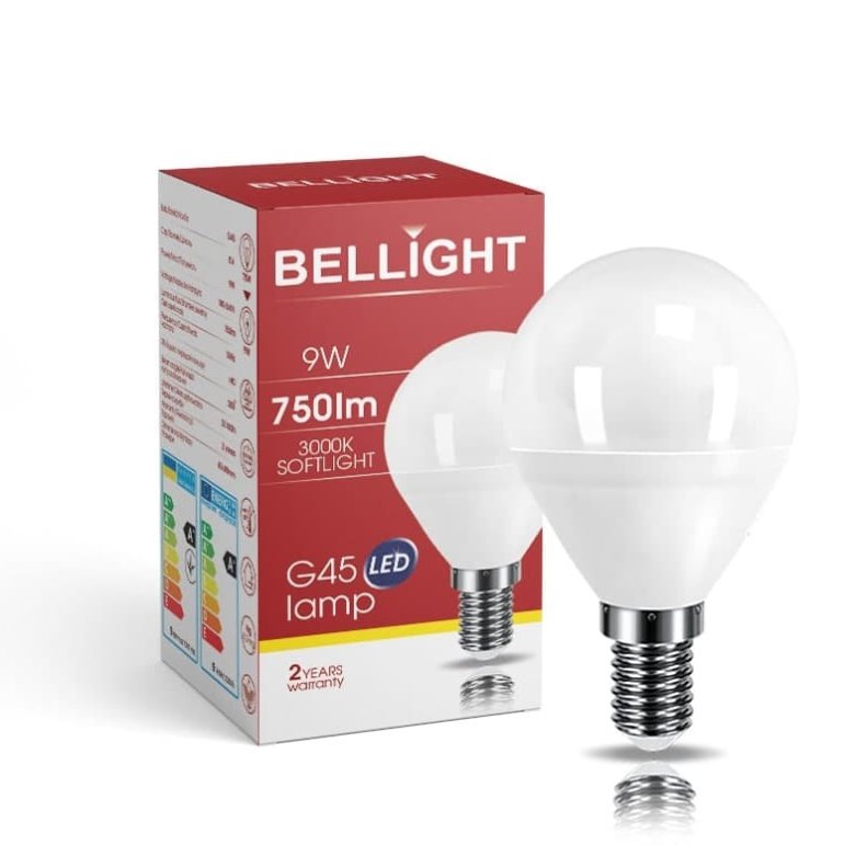 Bellight LED E14 G45 Tropfenform 9W = 75W 360° Birne 830lm 230V Warmweiß 3000K