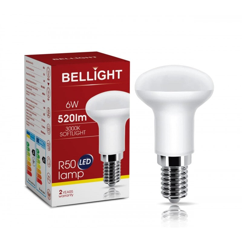 Bellight LED E14 R50 6W = 40W 230V Pilzform 520lm 200° Warmweiß 3000K