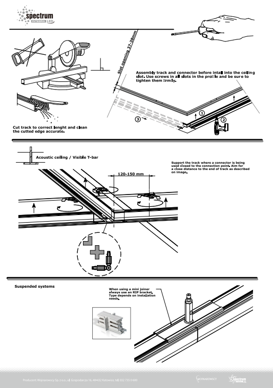 Spectrum LED 3-Phasen Stromschiene 1m für Schienensystem Leuchten Strahler IP20 Weiss 100cm