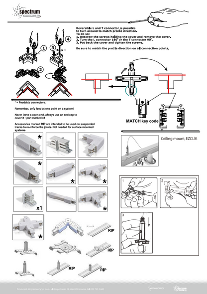 Spectrum LED 3-Phasen Stromschiene 1m für Schienensystem Leuchten Strahler IP20 Weiss 100cm
