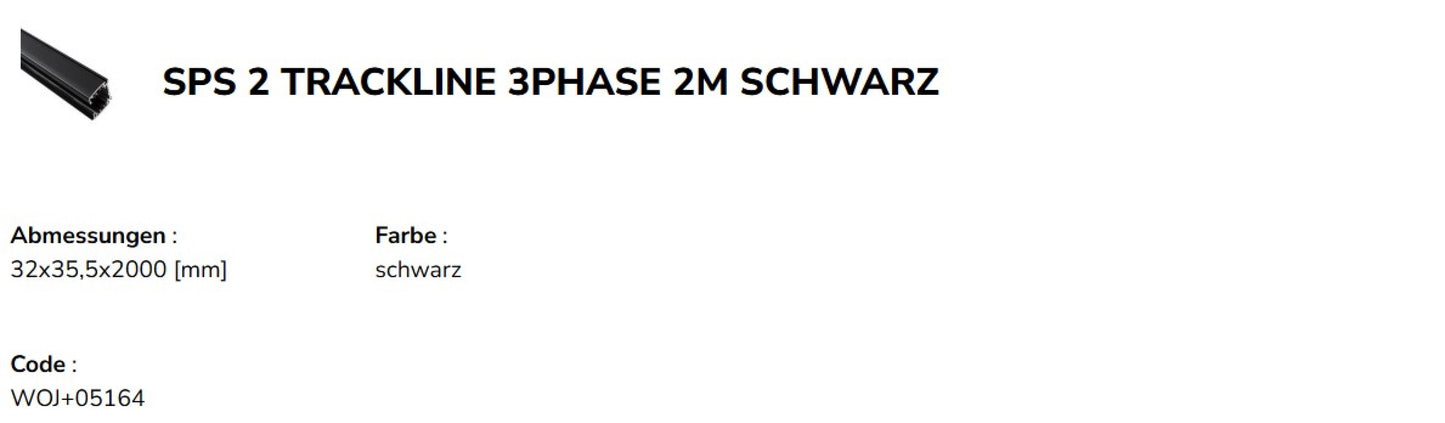 LED 3-Phasen Stromschiene (SPS 2) Aufbau 2m für Schienensystem Leuchten Strahler IP20 Schwarz 200 cm