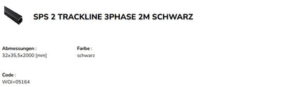 LED 3-Phasen Stromschiene (SPS 2) Aufbau 2m für Schienensystem Leuchten Strahler IP20 Schwarz 200 cm