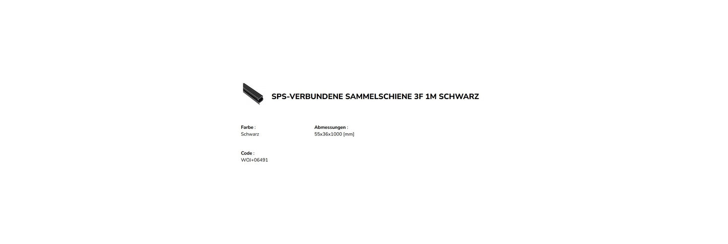 LED 3-Phasen Stromschiene (SPS 2) Einbau 1m für Schienensystem Leuchten Strahler IP20 schwarz 100 cm