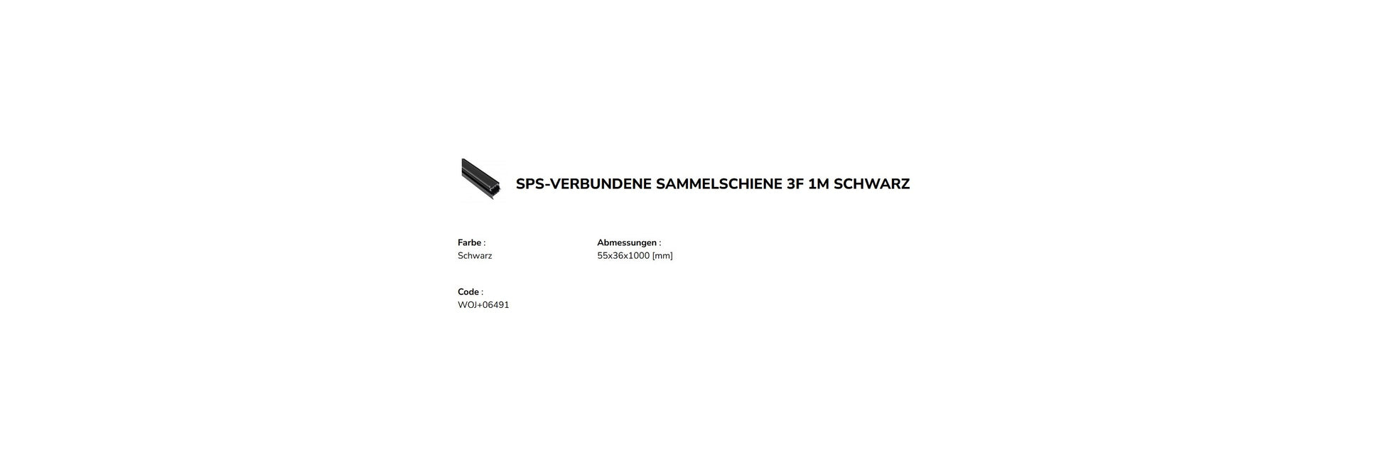 LED 3-Phasen Stromschiene (SPS 2) Einbau 1m für Schienensystem Leuchten Strahler IP20 schwarz 100 cm