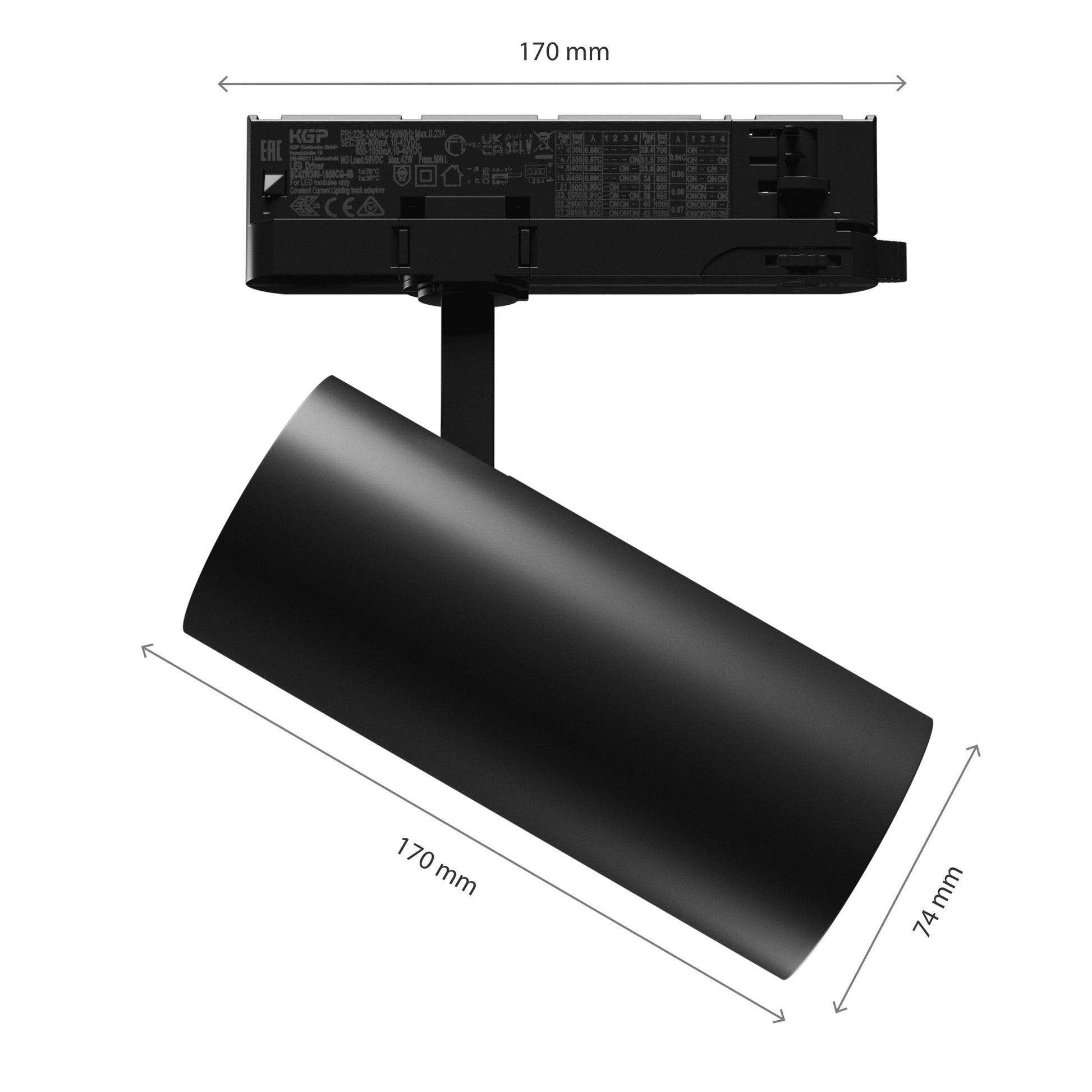 3-Phasen Stromschienenstrahler ANDROMEDA 15-27W 3200lm Schwarz 36°/60° 230V IP20 Neutralweiss 4000K