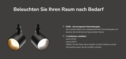 LED 3-Phasen Stromschienenstrahler ARTEMIDA MAXI 12-42W 1300-3800lm weiss 36°/60° Warmweiss 3000K