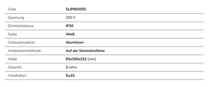 LED 3-Phasen Stromschienenstrahler MADARA LIBRA GU10 IP20 max. 10W weiss
