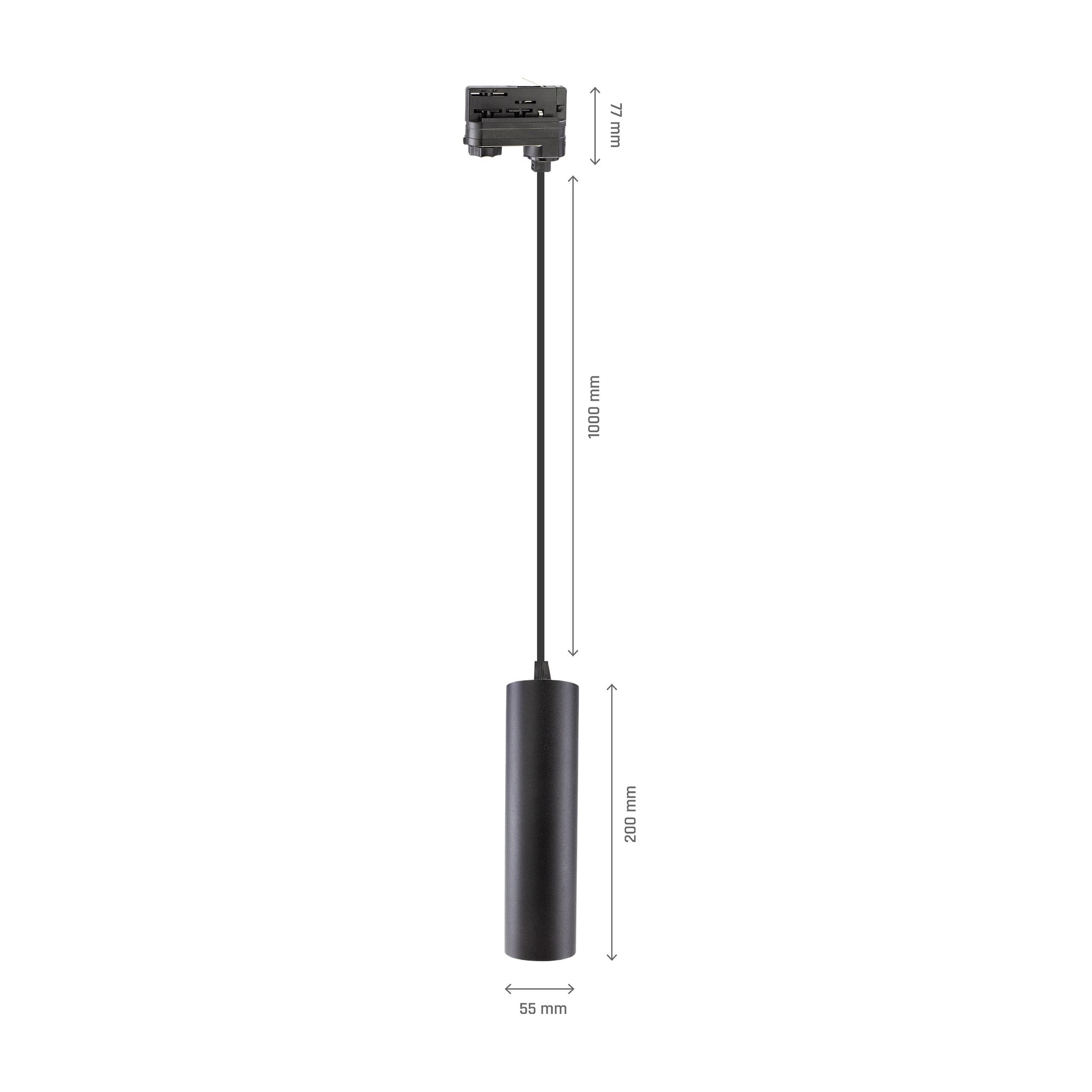 LED 3-Phasen Stromschienenstrahler MADARA MINI II GU10 Pendelleuchte kürzbar IP20 max. 10W schwarz
