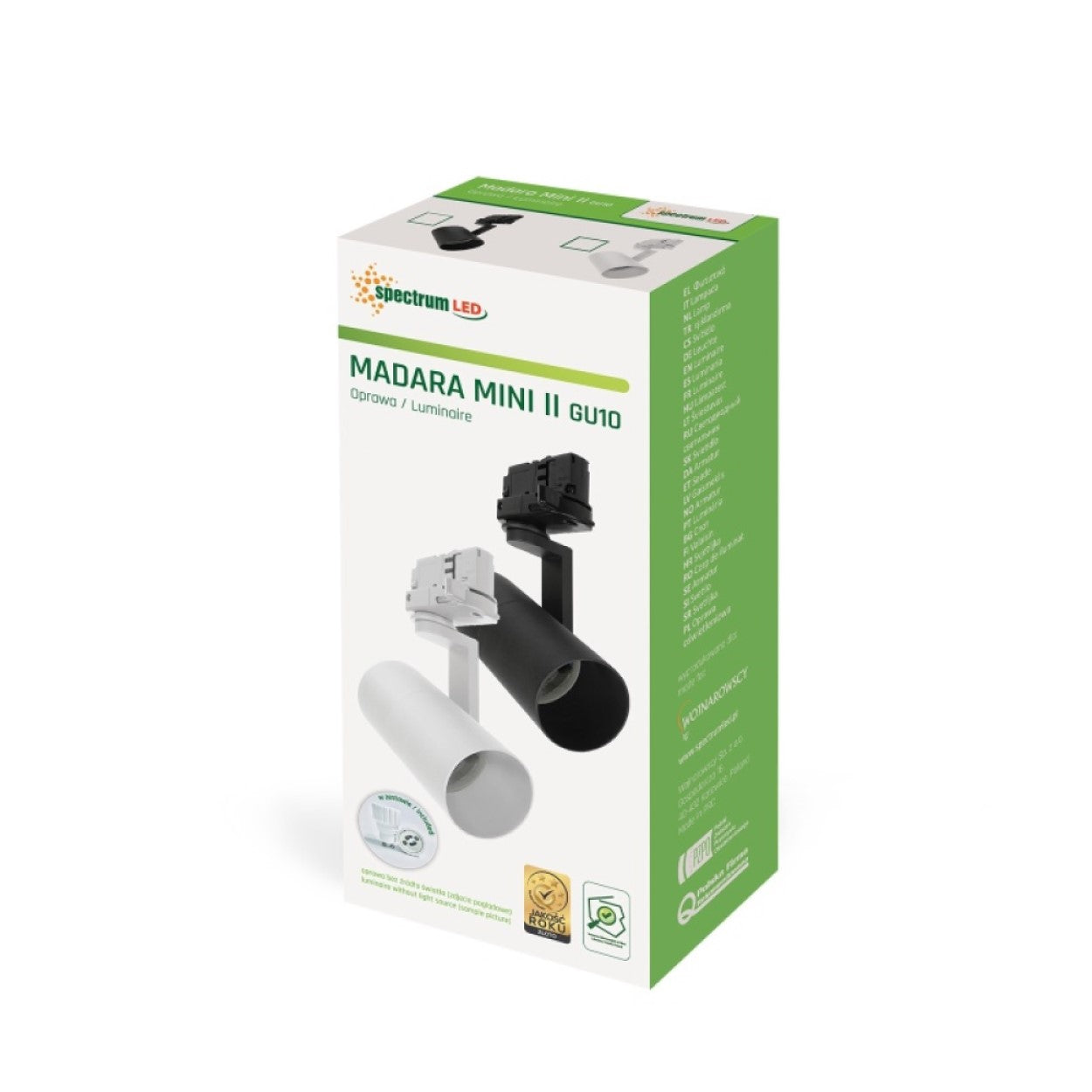 Spectrum LED 3-Phasen Stromschienenstrahler MADARA MINI II GU10 Spot IP20 max. 50W schwarz verstellbar