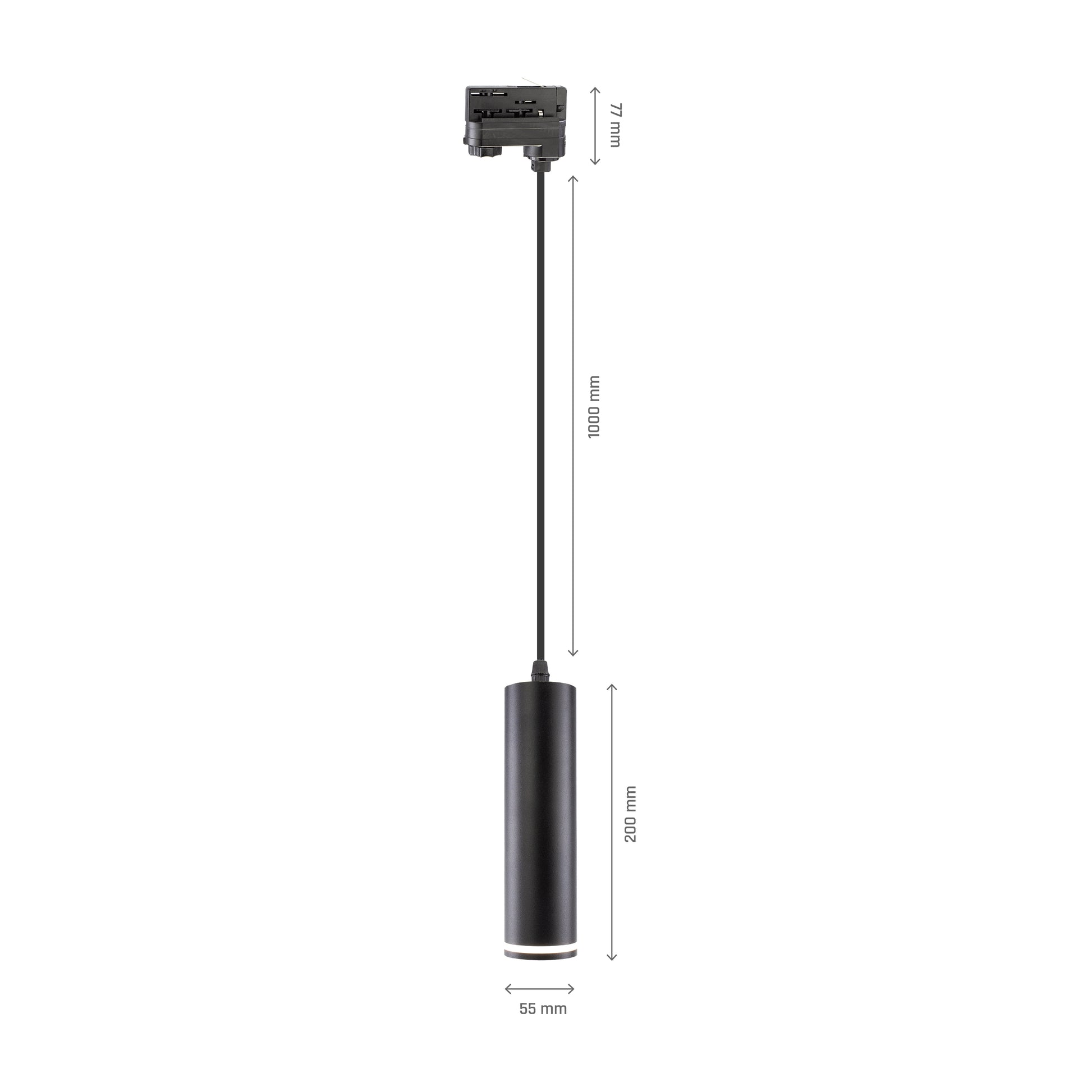 LED 3-Phasen Stromschienenstrahler MADARA MINI RING GU10 Pendelleuchte kürzbar IP20 max. 10W schwarz